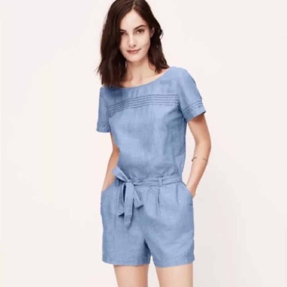 Chambray short sleeved LOFT romper